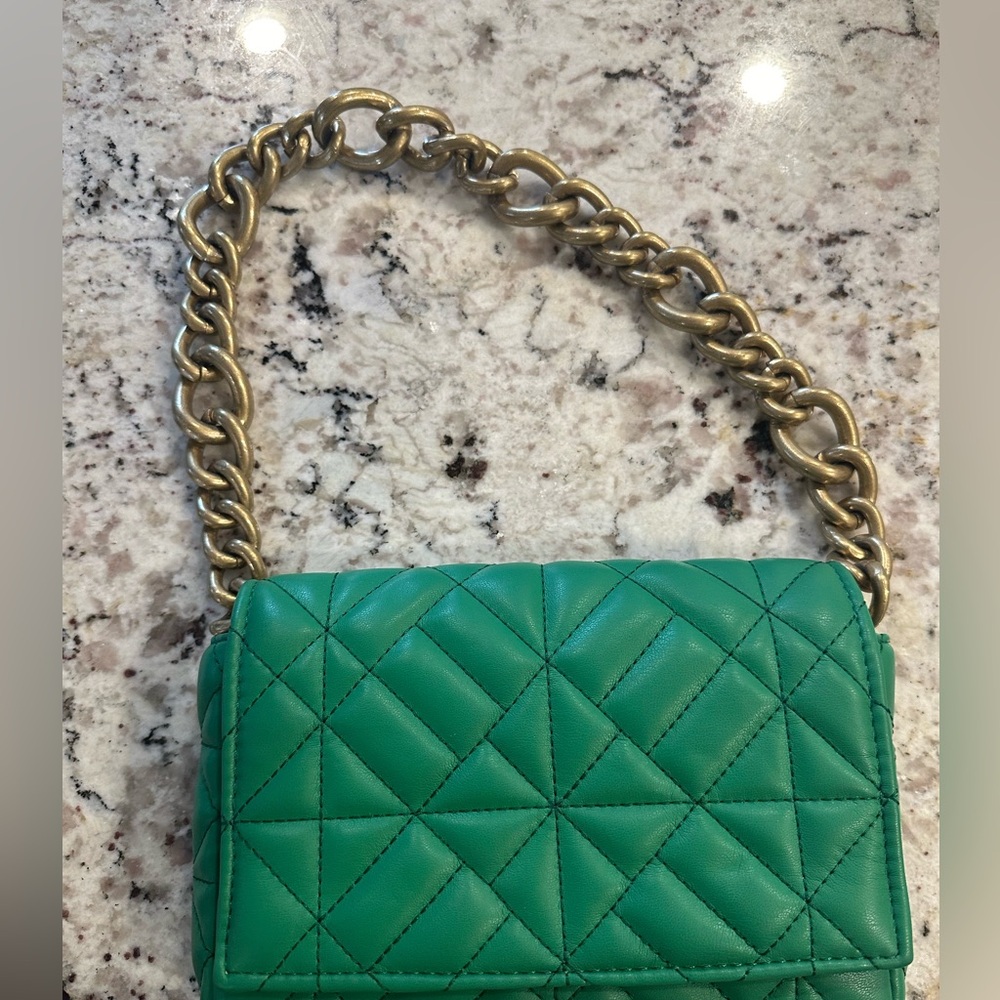 Zara Green Quilted Chain Bag